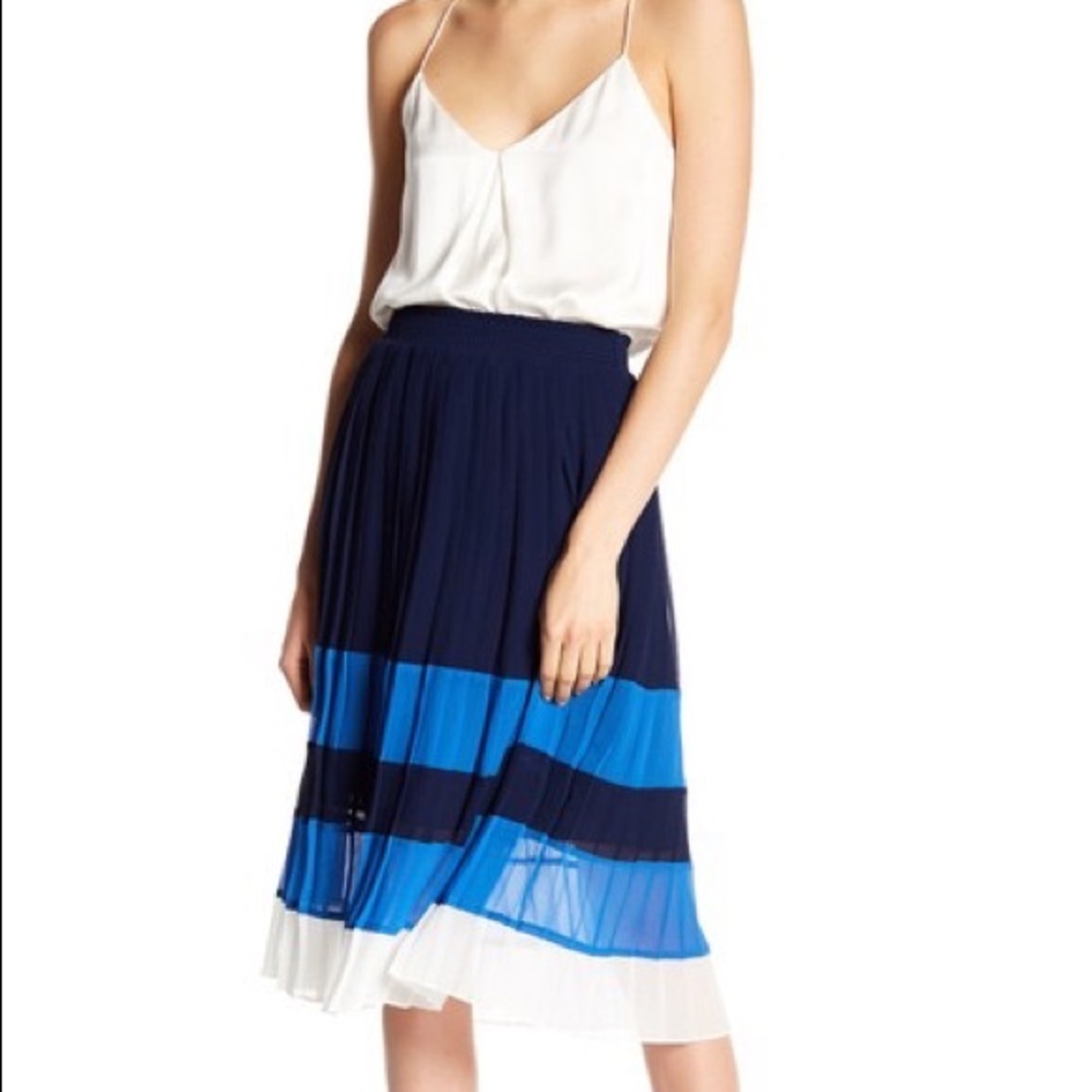 NWT Joie Pleated Colorblock Midi Skirt - Picture 2 of 6